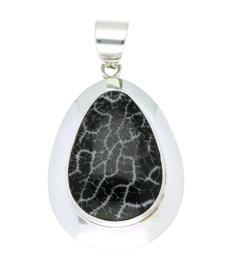 Silver Fossil Coral Drop XL Pendant