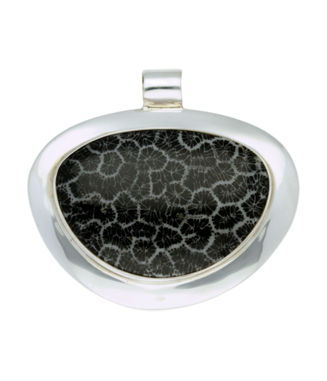 Silver Fossil Coral Freeform XL Pendant