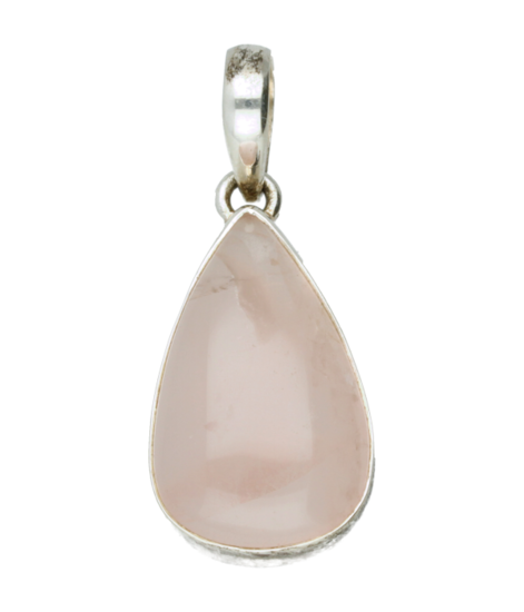 Silver Rose Quartz Gemstone Drop Pendant