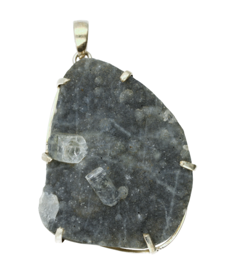 Silver Chalcedony Gemstone Freeform XL Pendant