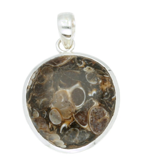 Silver Fossil Round Necklace Pendant