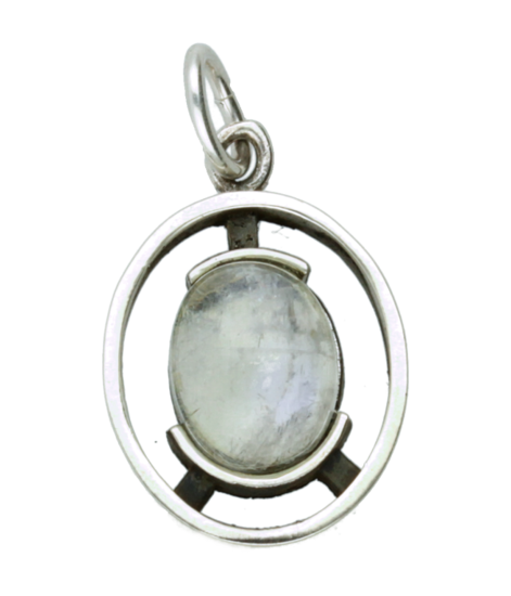 Silver Oval Open with Moonstone Gemstone Pendant