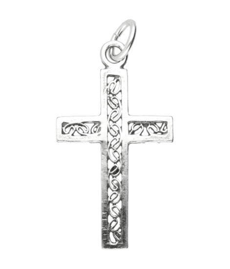 Silver Cross Openwork Flat Pendant