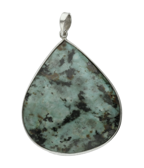 Zilveren Turkoois Turquoise edelsteen druppel groot facet geslepen hanger