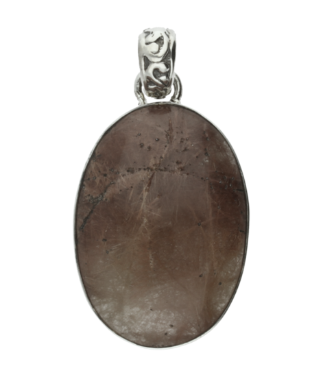 Silver Jasper gemstone oval large pendant