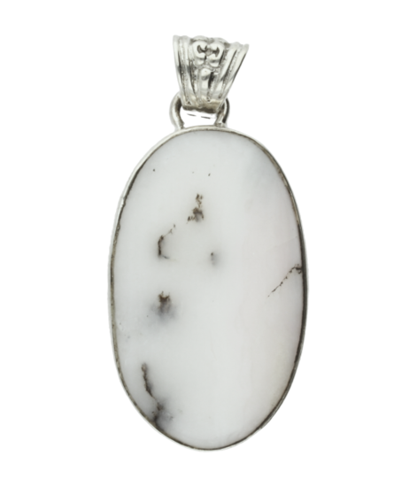 Zilveren Dendriet Opaal edelsteen ovaal groot hanger