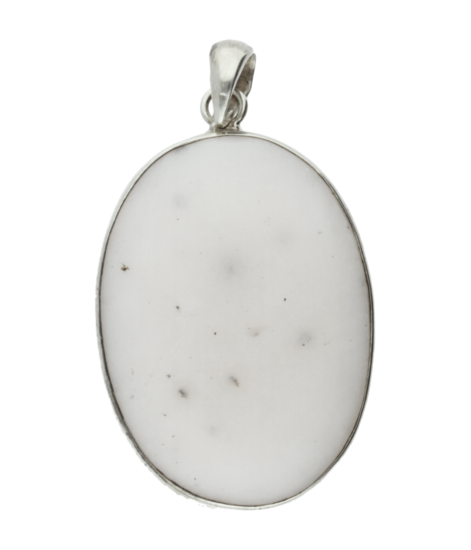 Silver Dendrite Opal Pink Gemstone Oval XL Pendant
