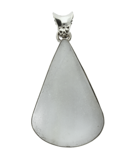 Zilveren blauwe Chalcedoon edelsteen druppel XL hanger