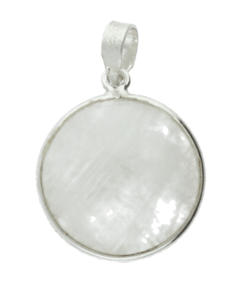 Silver Moonstone Gemstone Round Pendant
