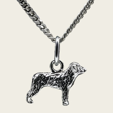 Zilveren Pyrenese herder ketting hanger - oren ongecoupeerd - klein