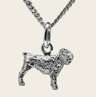 Zilveren Bouvier ketting hanger - oren gecoupeerd - klein
