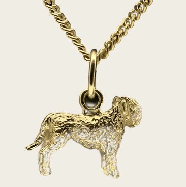 Gouden Bouvier oren ongecoupeerd staart omlaag ketting hanger - klein