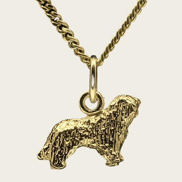 Gouden bearded Collie ketting hanger - klein