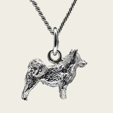 Zilveren Zweedse lappenhond ketting hanger - klein