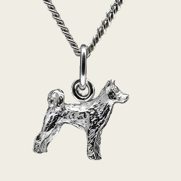 Zilveren Shika inu ketting hanger - klein