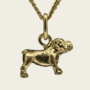 Gouden Engelse Bulldog ketting hanger - klein