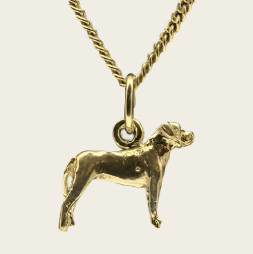 Gold Japanese fighting dog tosa necklace pendant - small