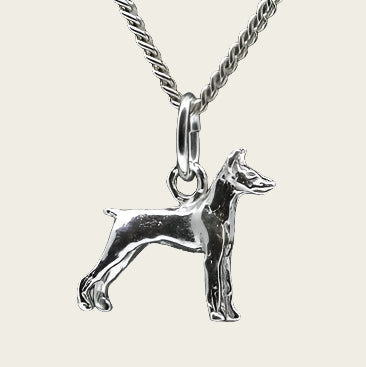 Zilveren Duitse pincher oren gecoupeerd ketting hanger - klein