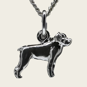 Zilveren Rottweiler ketting hanger - klein