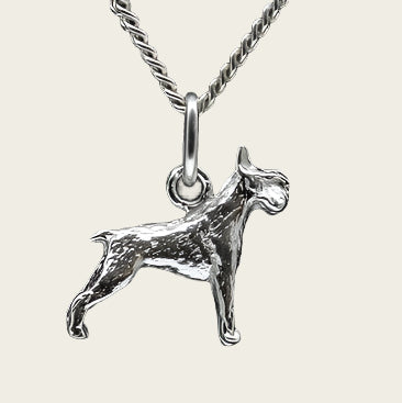 Zilveren Schnauzer middelslag oren gecoupeerd ketting hanger - klein