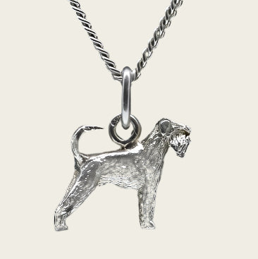 Zilveren Schnauzer middelslag oren gecoupeerd met staart ketting hanger - klein