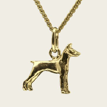 Gouden Duitse Pinscher oren gecoupeerd ketting hanger - klein