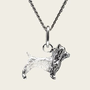 Silver Australian Silky Terrier Necklace Pendant - Small
