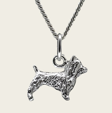 Silver Australian Terrier Necklace Pendant - Small