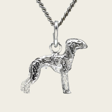 Zilveren Bedlington terrier ketting hanger - klein