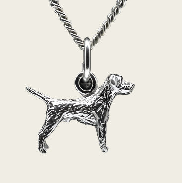 Zilveren Border terrier ketting hanger - klein