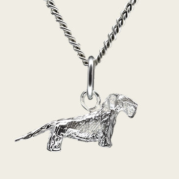Zilveren Boheemse terrier cesky ketting hanger - klein