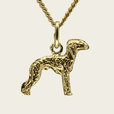 Gold Bedlington Terrier Necklace Pendant - Small
