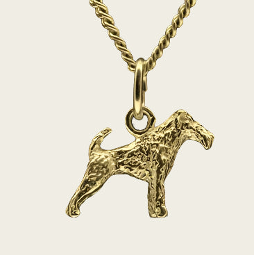 Gouden Fox Terrier draadhaar ketting hanger - klein