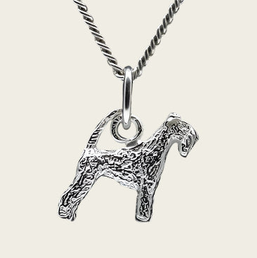 Zilveren Irish blue terrier met staart ketting hanger - klein