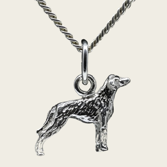 Zilveren Beauceron ketting hanger - oren ongecoupeerd - klein