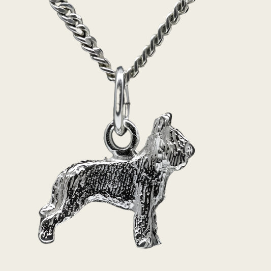 Zilveren Briard ketting hanger - oren gecoupeerd - klein