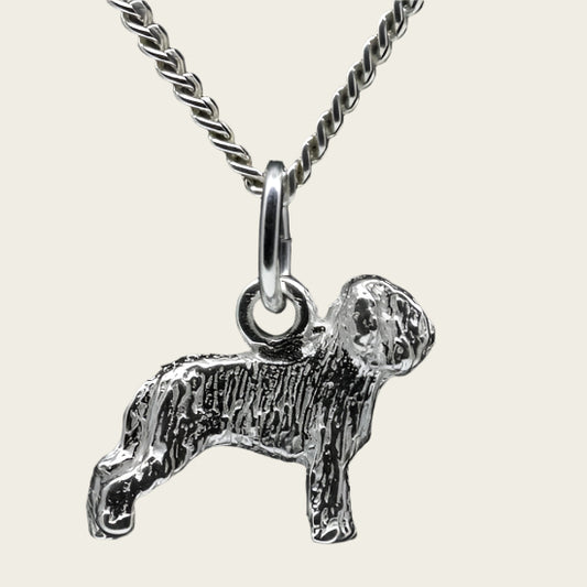 Zilveren Briard ketting hanger - oren ongecoupeerd - klein