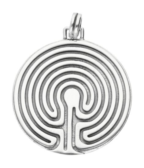 Silver Labyrinth XL Necklace Pendant 
