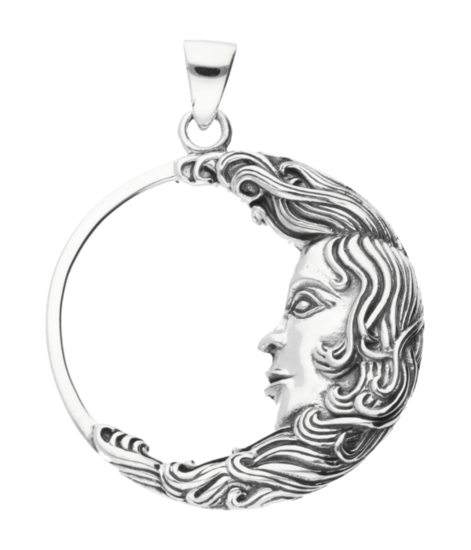 Silver Moon Goddess XL Necklace Pendant 