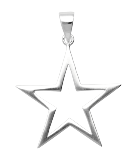 Silver Star Openwork Matte Large Necklace Pendant 