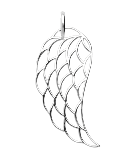 Silver Angel Wing Openwork XL Necklace Pendant 