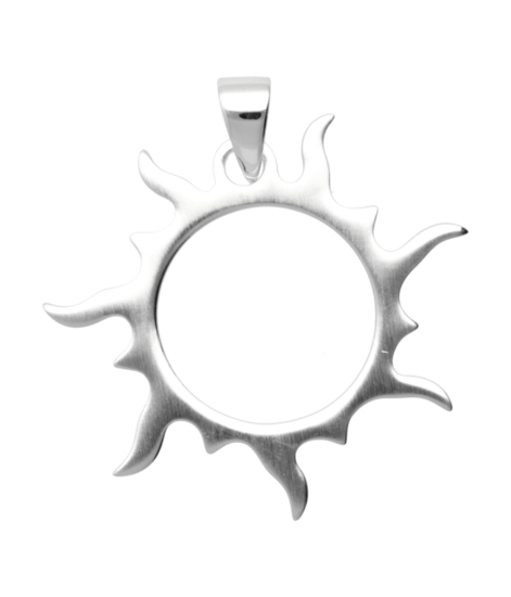 Silver Sun Burning Openwork Necklace Pendant 