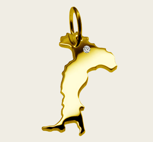 Gouden Landkaart Italië ketting hanger