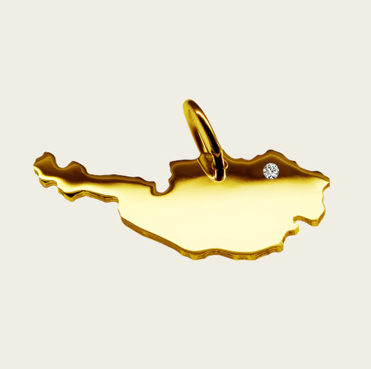 Gouden Landkaart Oostenrijk ketting hanger