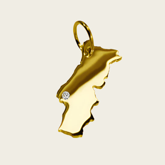 Gouden Landkaart Portugal ketting hanger