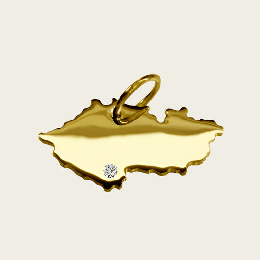 Gouden Landkaart Tjechië ketting hanger
