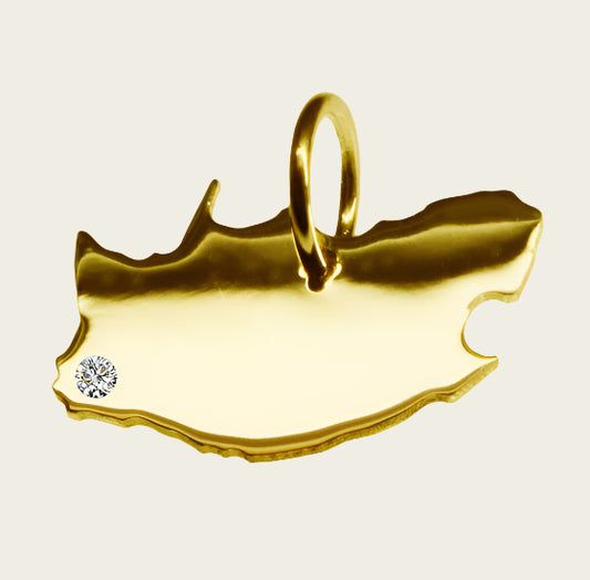 Gouden Landkaart Zuid Afrika ketting hanger