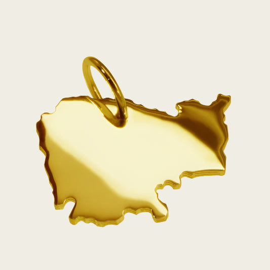 Gouden Landkaart Cambodja ketting hanger