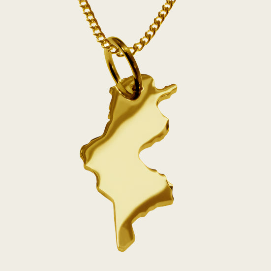 Golden Map Tunisia Necklace Pendant