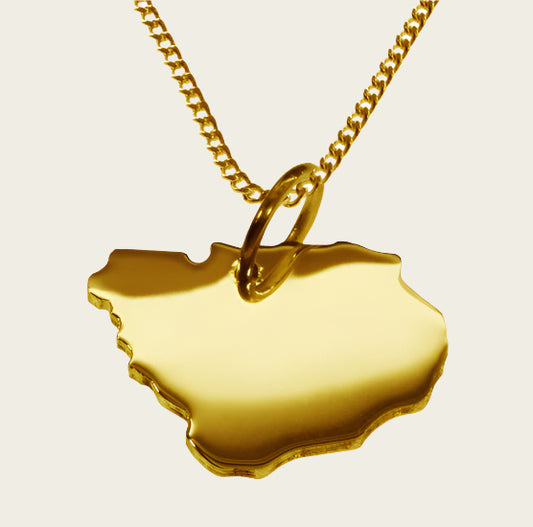 Gouden Landkaart Uruguay ketting hanger